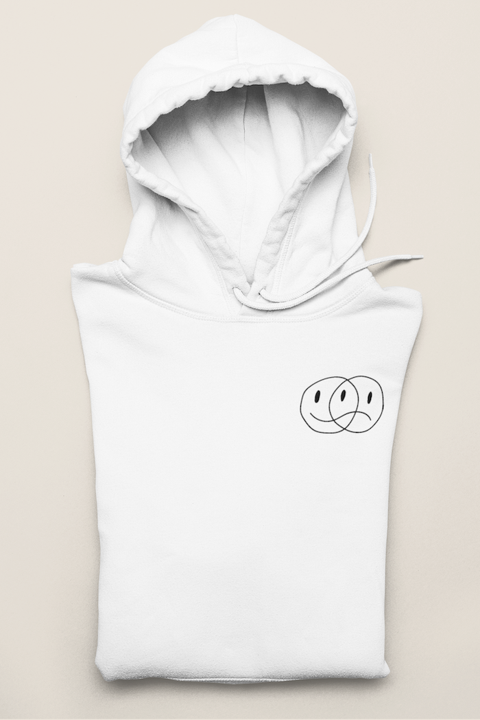 "Happy-Sad Face" Hoodie Outline Personalizada-Signature Designs